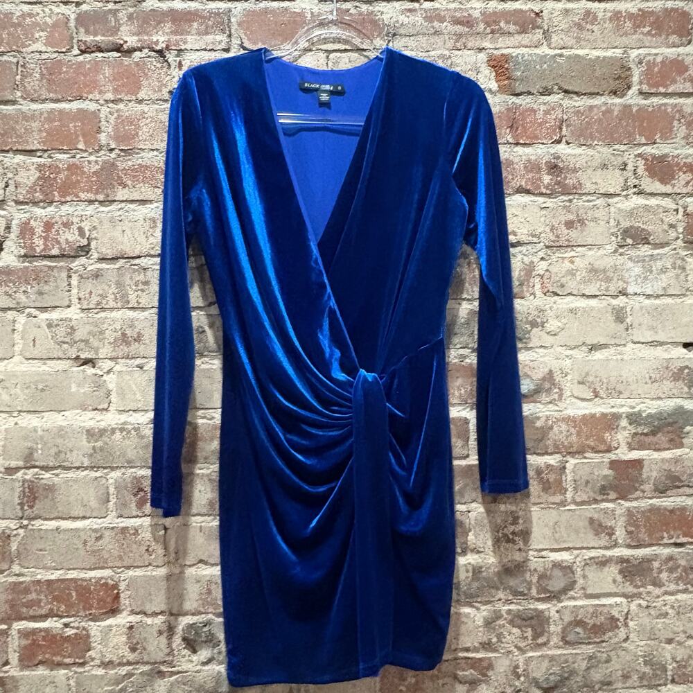 Black Halo Abina Blue‎ Velvet Wrap Dress Size 8 - Picture 6 of 9